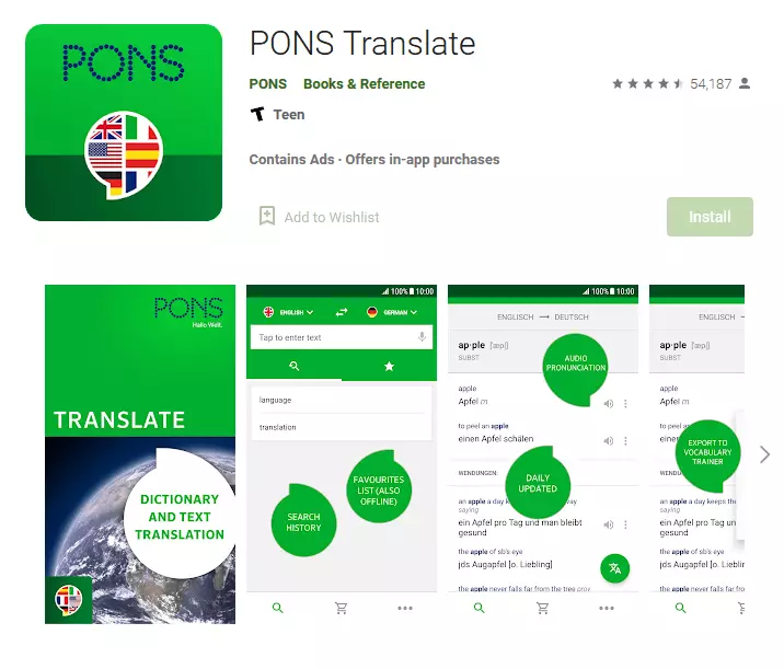Imagen: Traductor PONS en Google Play Store