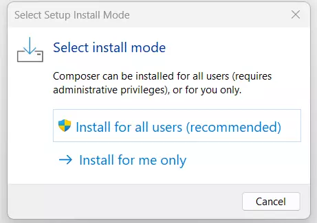 Composer en Windows 11: instalación para todos los usuarios Imagen: Composer en Windows 11: instalación para todos los usuarios