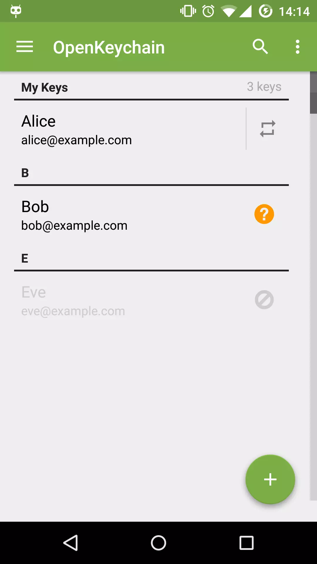 OpenKeychain: interfaz de usuario de Easy PGP Imagen: OpenKeychain: interfaz de usuario de Easy PGP