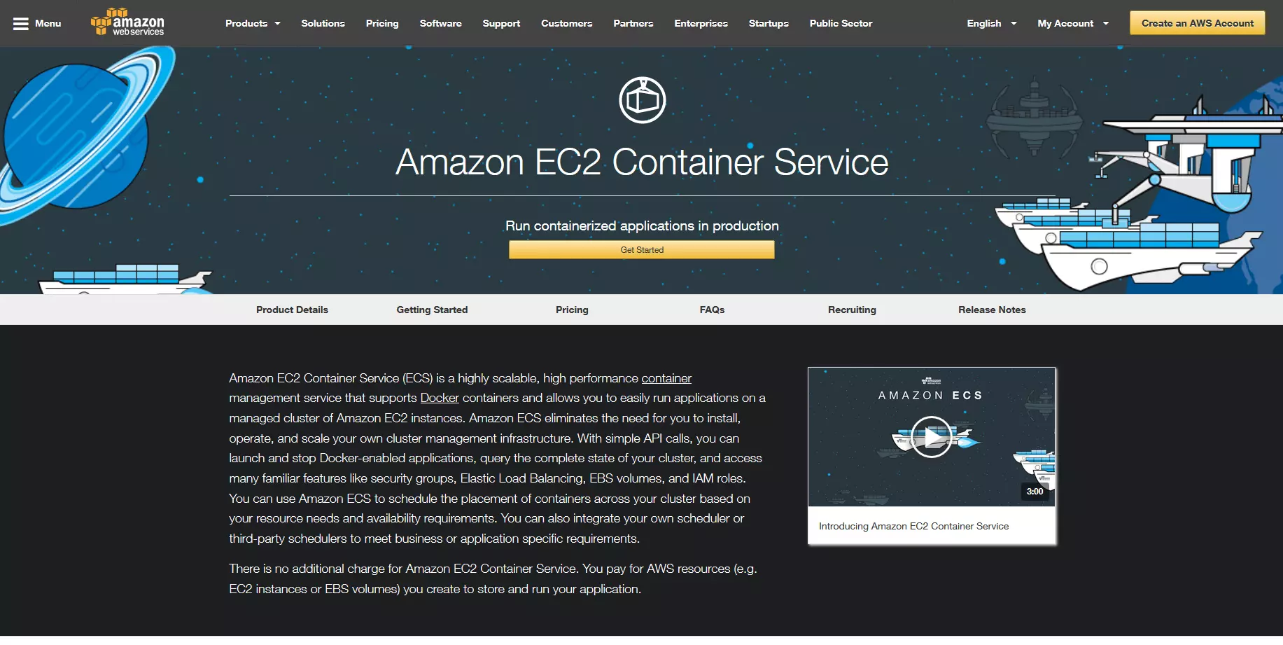 Imagen: Página web del Amazon EC2 Container Service (ECS)