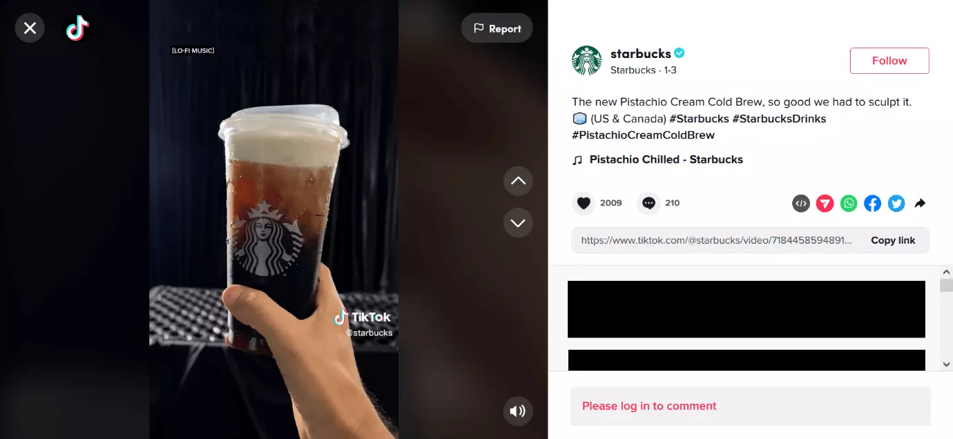 Imagen: Captura de pantalla de un post de TikTok de Starbucks