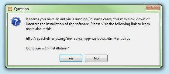 Imagen: Instalar XAMPP: desactivar el programa antivirus 