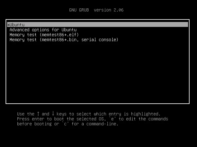 Menú del GRUB bootlader Imagen: Menú del GRUB bootlader