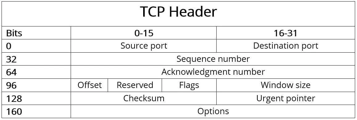 Imagen: Encabezado TCP: estructura