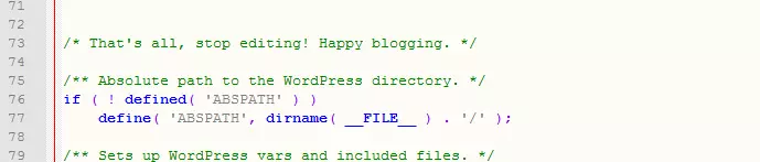 Imagen: Inclusión de líneas en el archivo wp-config.php