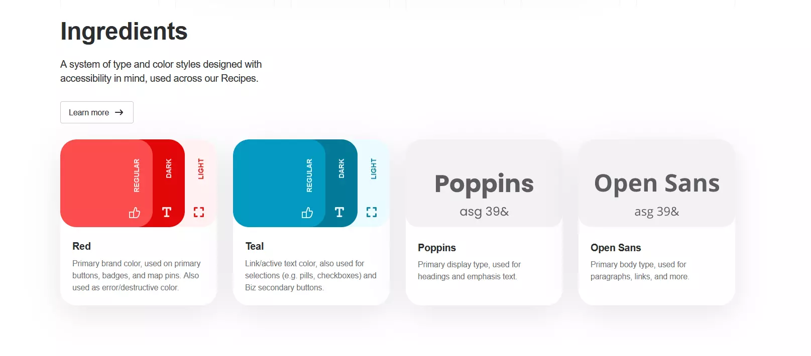 Captura de pantalla de los ingredientes en la guía de estilo web de Yelp Imagen: Captura de pantalla de los ingredientes en la guía de estilo web de Yelp