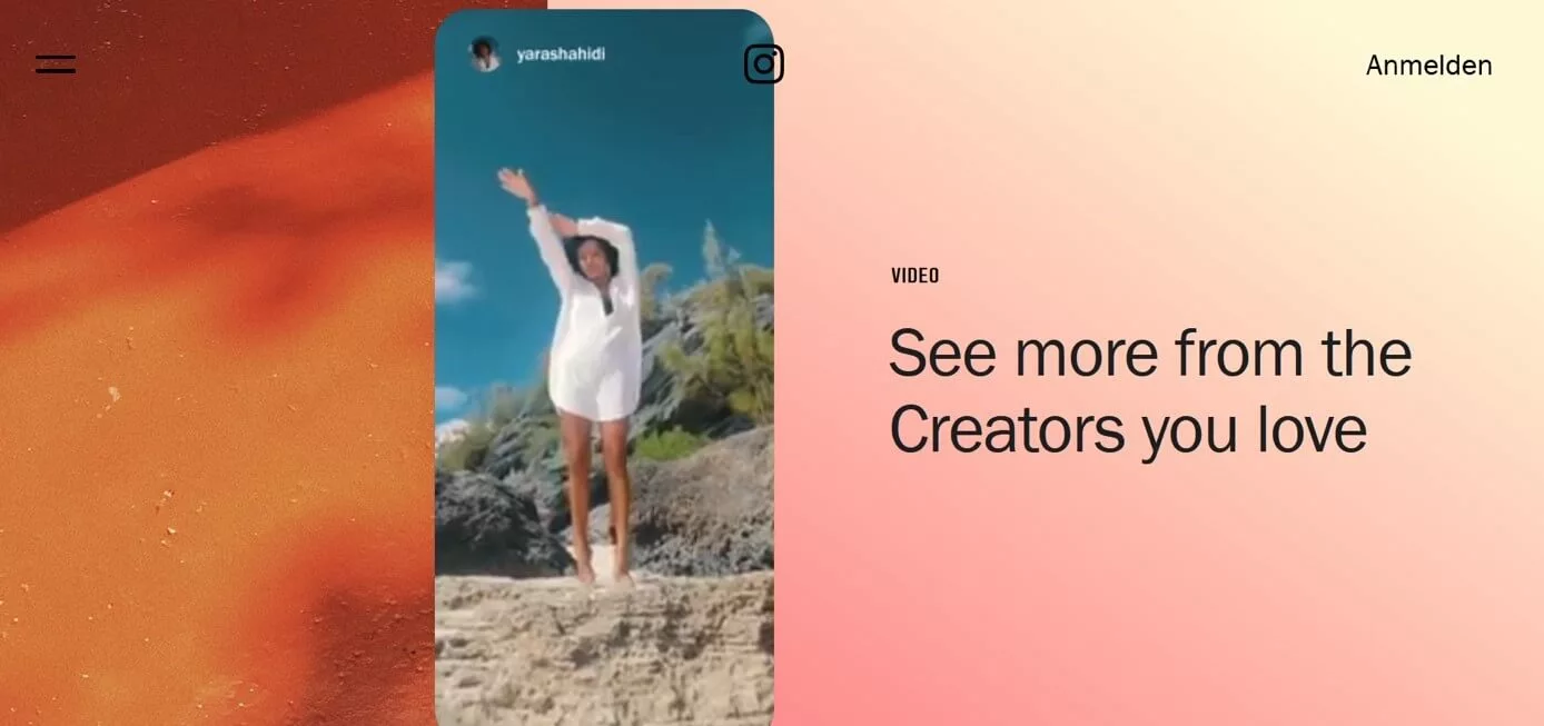 Imagen: Captura de pantalla de la página principal de Instagram Video