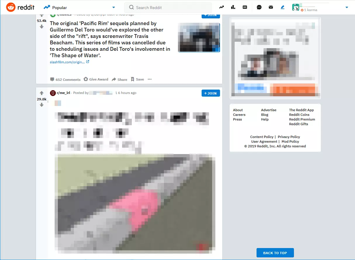 Imagen: Listado de publicaciones más populares en Reddit